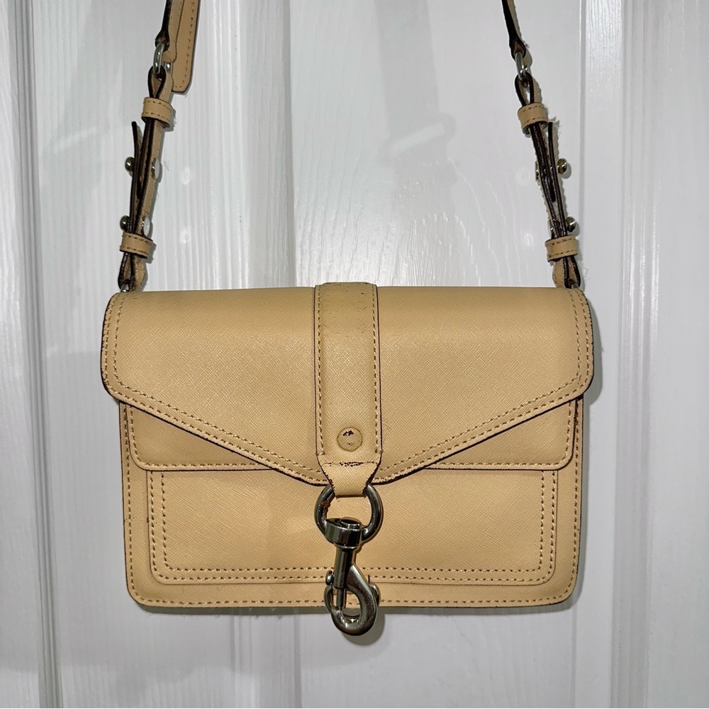 Rebecca Minkoff Beige Leather Hudson Moto Mini Shoulder Crossbody Bag